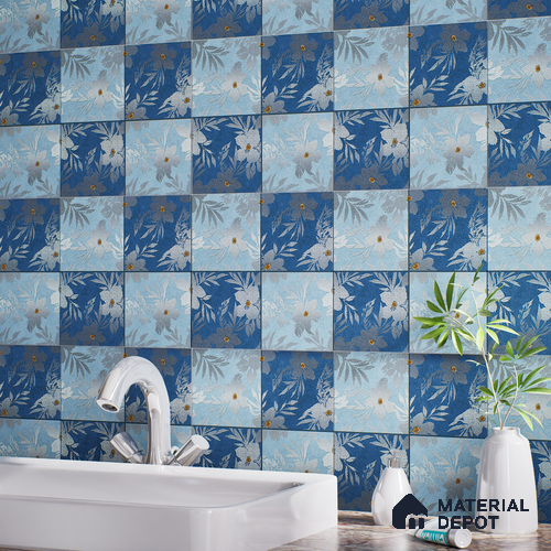 Floral Wall Tile TL 07250 C Plana 8010 GLM (Silver) 1 ft x 1 ft Ceramic Matte Finish - 9 mm  | 2 mm Spacer is Mandatory | Please Expect a Slight Variation of Pattern